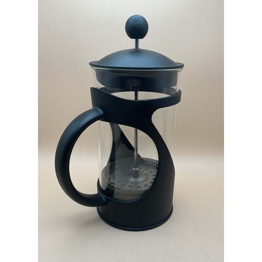 Classic Glass French Press Coffee Maker 8-Cup 34oz Black Geometric Cage - VGC
